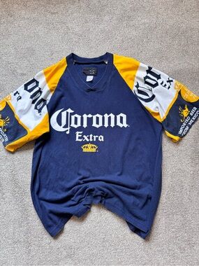 VTG Corona Loud Spellout Logo Print Cotton Beer T Shirt Oversized Baggy Fit